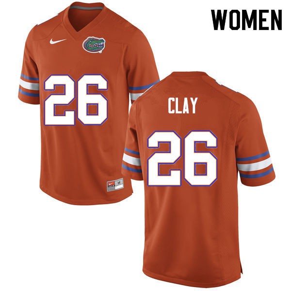 Women #26 Robert Clay Florida Gators College Football Jersey Orange